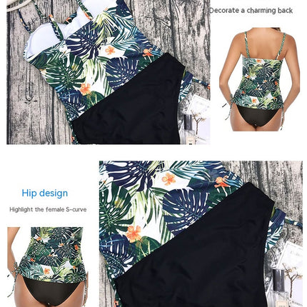 Women's Floral Print Tankini Set Halter Tops and Shorts Bikini Bathing Suits 2 Piece