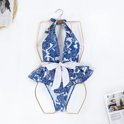 Women Floral One Piece Swimsuit with Beach Cover Ups Long Wrap Skirt 2 Piece Bathing Suit