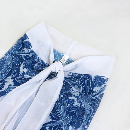 Women Floral One Piece Swimsuit with Beach Cover Ups Long Wrap Skirt 2 Piece Bathing Suit