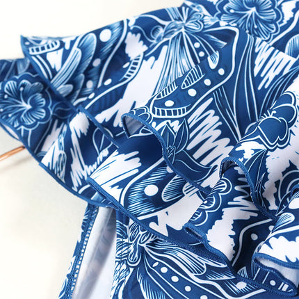 Women Floral One Piece Swimsuit with Beach Cover Ups Long Wrap Skirt 2 Piece Bathing Suit