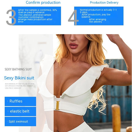 Women's Bathing Suits Ruffles Flounce Bikini Sets Low Rise Two Piece Swimsuit