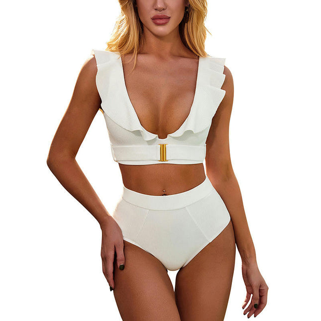 Maillots de bain pour femmes, ensembles de Bikini à volants, taille basse, deux pièces