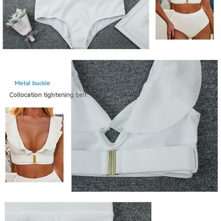 Women's Bathing Suits Ruffles Flounce Bikini Sets Low Rise Two Piece Swimsuit