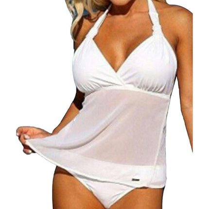 Women's Two Pieces Swimsuits Swimdress with Bikini Bottom