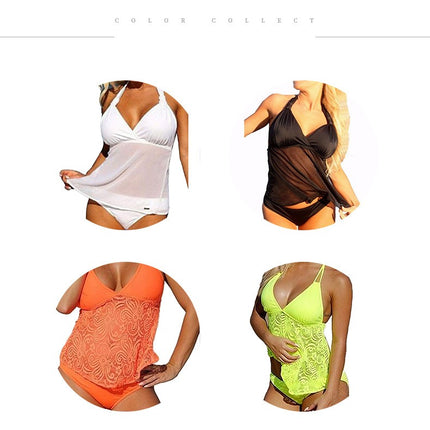 Women's Two Pieces Swimsuits Swimdress with Bikini Bottom