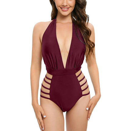 Women's Sexy High Waisted Cut Out One Piece Monokini Swimsuit