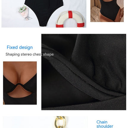 Women's One Piece Swimsuit Cut Out Chain Straps Swimwear Bathing Suits