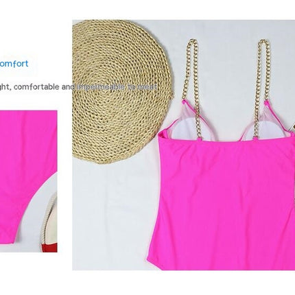 Women's One Piece Swimsuit Cut Out Chain Straps Swimwear Bathing Suits
