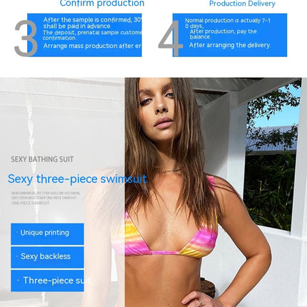 Women's 3 Piece Swimsuits Tie Side Bikini Set Swimwear with Cover Up Skirt Bathing Suit