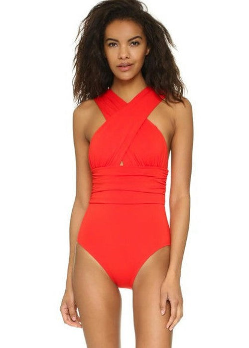 Maillot de bain une pièce pour femmes, avec trou de serrure croisé sur le devant, contrôle du ventre, dos nu