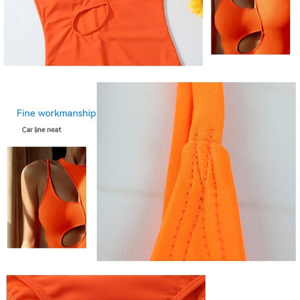 Damen-Badeanzug mit Ausschnitten, hoher Taille, Monikini, einteiliger Badeanzug