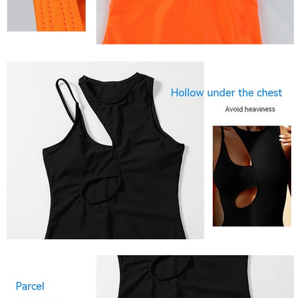 Damen-Badeanzug mit Ausschnitten, hoher Taille, Monikini, einteiliger Badeanzug
