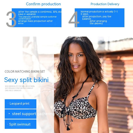 2-teiliger Triangel-Bikini-Badeanzug für Damen mit hohem Schnitt