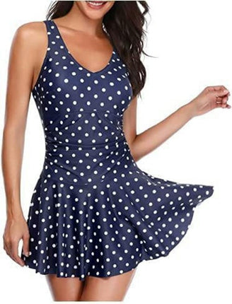 Swim Dress One Piece Bathing Suit Skirted Swimsuits for Women Ruched Swimwear