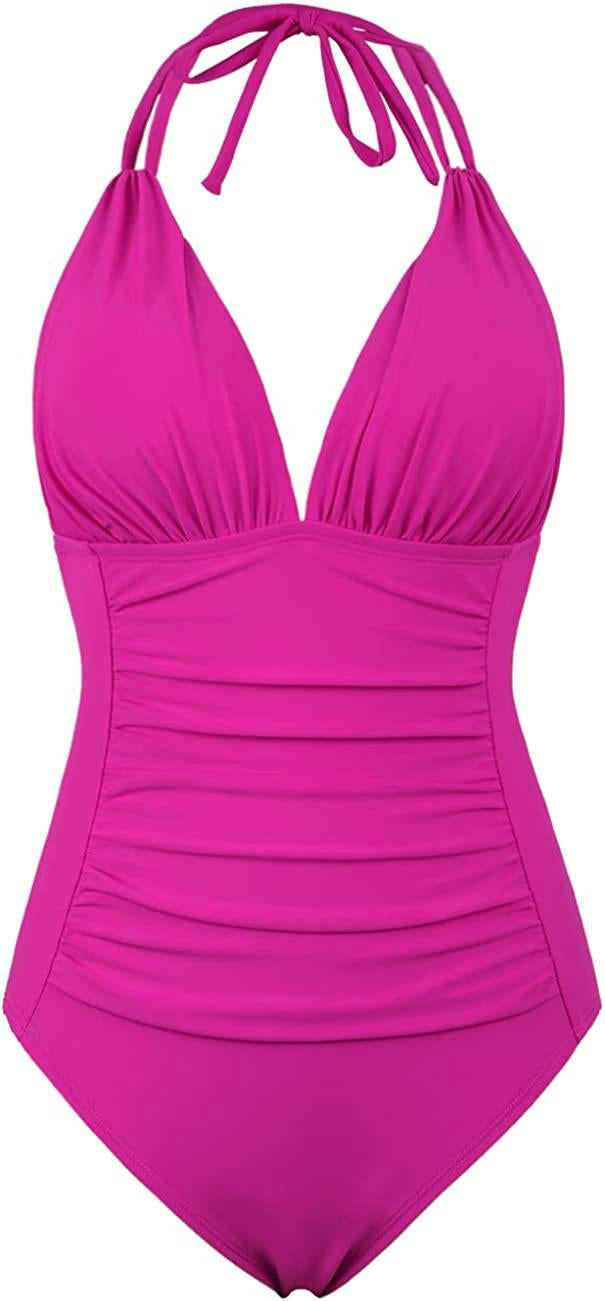 Maillot de bain une pièce froncé pour femmes, contrôle du ventre, Vintage, Push Up, maillots de bain