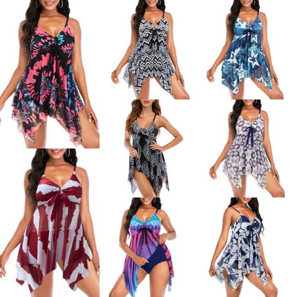 Two Piece Swimdress with Boyshorts for Women Flowy Swimsuits Tankini Bathing Suits