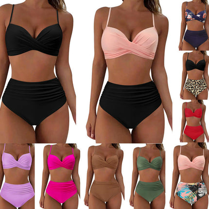 Women High Waisted Bikini Set Tummy Control Two Piece Swimsuit