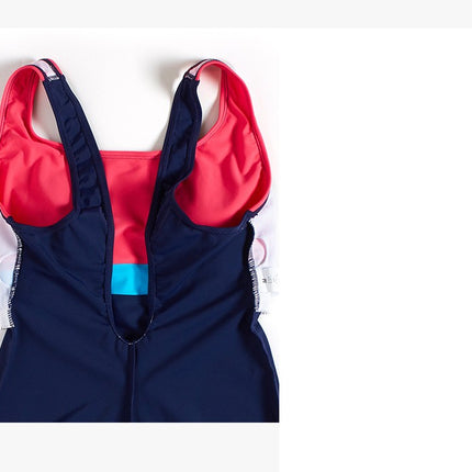 Maillot de bain une pièce pour femmes, blocs de couleurs, maillots de bain athlétiques modestes