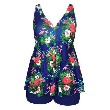 Women's Plus Size Tankini Swimsuit Plant Print Two Piece Bathing Suit 1