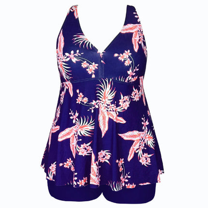Women's Plus Size Tankini Swimsuit Plant Print Two Piece Bathing Suit