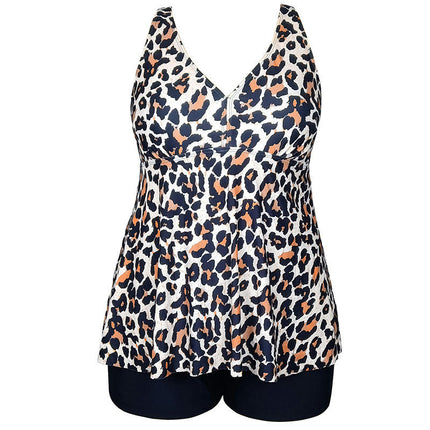Women's Plus Size Tankini Swimsuit Plant Print Two Piece Bathing Suit