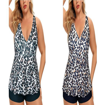 Women's Plus Size Tankini Swimsuit Plant Print Two Piece Bathing Suit 1