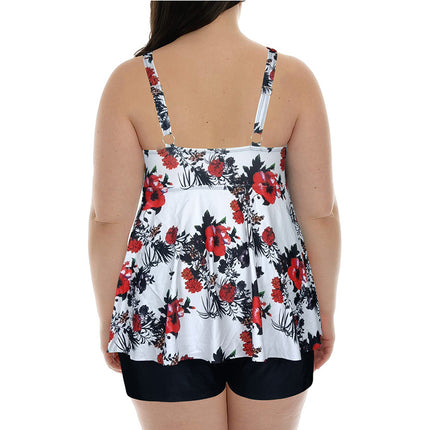 Women's Plus Size Tankini Swimsuit Plant Print Two Piece Bathing Suit 1