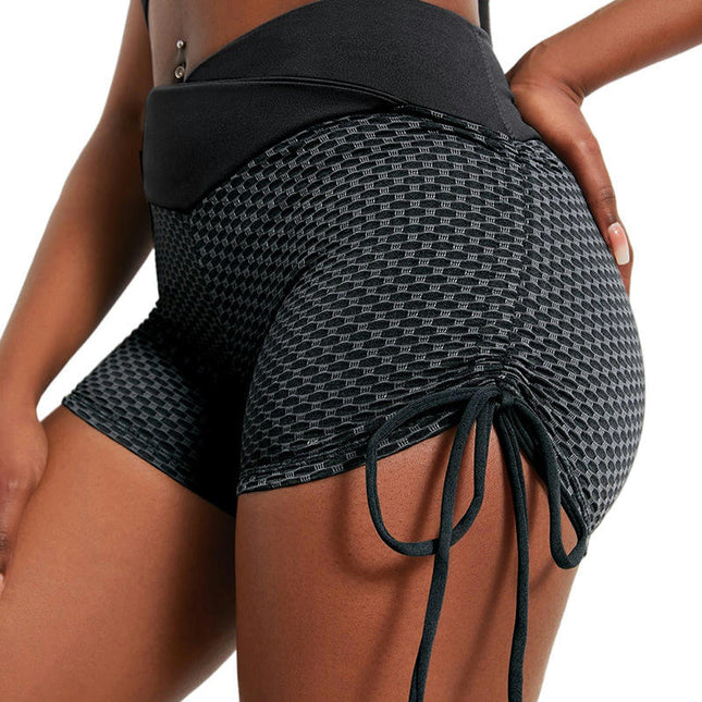 Butt Lifting Yoga Shorts for Women Textured High Waist Workout Running Shorts