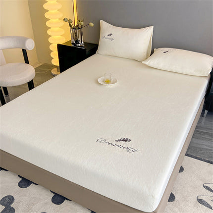 Drap-housse King Size, drap de lit en peluche polaire, housse de protection de matelas, poche profonde, drap de dessous chaud et pelucheux (taies d'oreiller incluses)