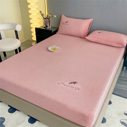 Drap-housse King Size, drap de lit en peluche polaire, housse de protection de matelas, poche profonde, drap de dessous chaud et pelucheux (taies d'oreiller incluses)