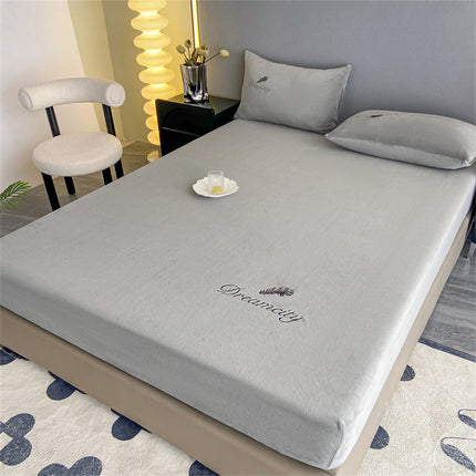 Drap-housse King Size, drap de lit en peluche polaire, housse de protection de matelas, poche profonde, drap de dessous chaud et pelucheux (taies d'oreiller incluses)