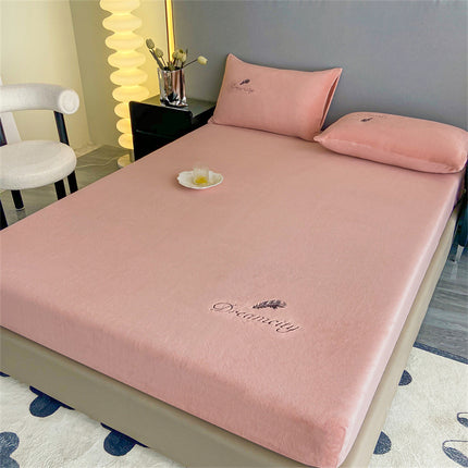 Drap-housse King Size, drap de lit en peluche polaire, housse de protection de matelas, poche profonde, drap de dessous chaud et pelucheux (taies d'oreiller incluses)