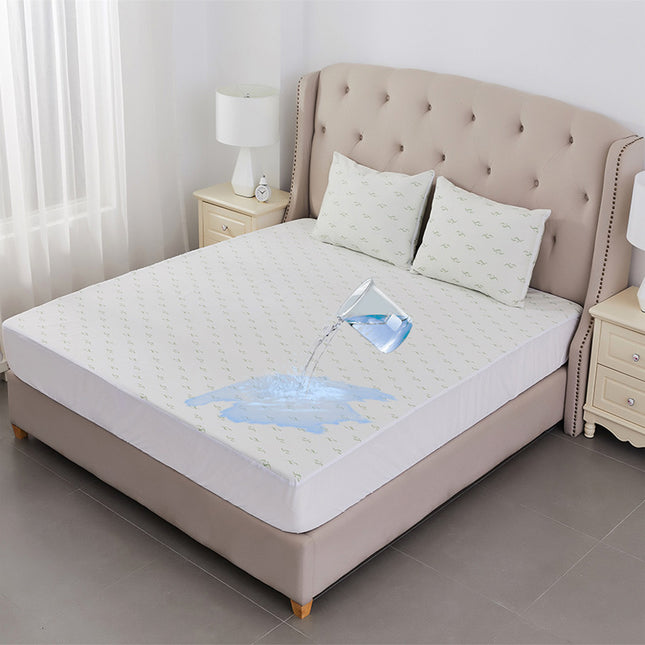Bamboo Fiber Jacquard Fitted Mattress Cover Waterproof Mattress Protector Super Soft Bedspread Fitted Sheet