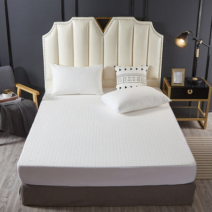 Towel Fabric Waterproof Wrinkle Resistant Fitted Sheet Queen Size Deep Pocket Mattress Sheet Soft Comfortable Bed Sheet