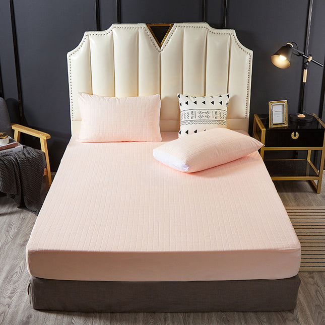 Towel Fabric Waterproof Wrinkle Resistant Fitted Sheet Queen Size Deep Pocket Mattress Sheet Soft Comfortable Bed Sheet