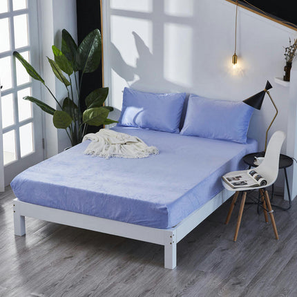 Super Soft Bedspread Fitted Sheet Crystal Velvet Mattress Protector Solid Color Fitted Mattress Cover