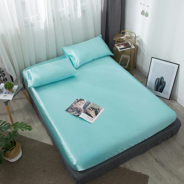 Satin Simulation Silk Folding Bed Sheet High-Grade Solid Color Mattress Cover Elastic Webbing Fitted Sheet
