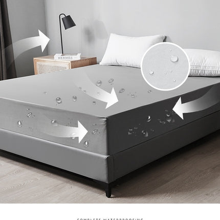 Waterproof mattress protector super soft fiber fabric bedspread fitted sheet solid color fitted mattress cover
