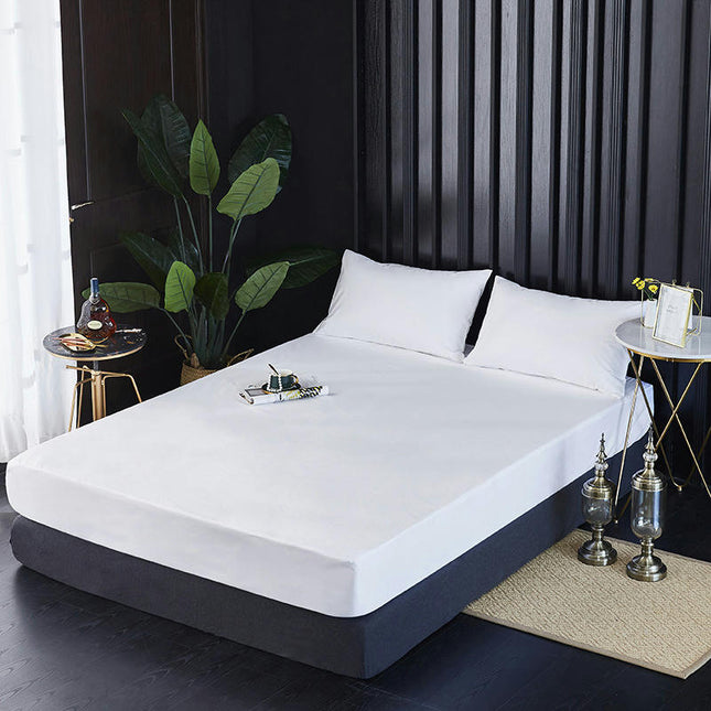 Waterproof mattress protector super soft fiber fabric bedspread fitted sheet solid color fitted mattress cover