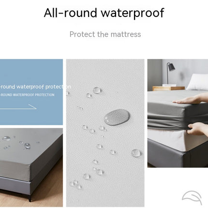 Waterproof mattress protector super soft fiber fabric bedspread fitted sheet solid color fitted mattress cover