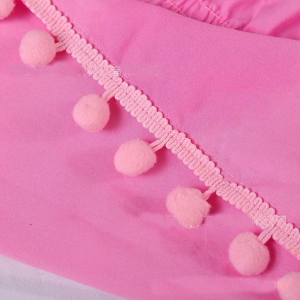Wrap Around Bed Skirt Queen/King, Pom Pom  Bed Skirt 16 Inch Drop, Dust Ruffles Bed Skirt With Adjustable Elastic Belt
