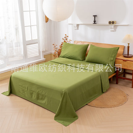 Solid Color Bedspread Queen Size Sheet Super Soft Deep Pocket Flat Sheet with pillowcase Fitted Sheet Set