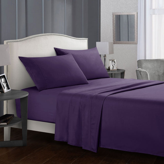 Solid Color Bedspread Queen Size Sheet Super Soft Deep Pocket Flat Sheet with pillowcase Fitted Sheet Set