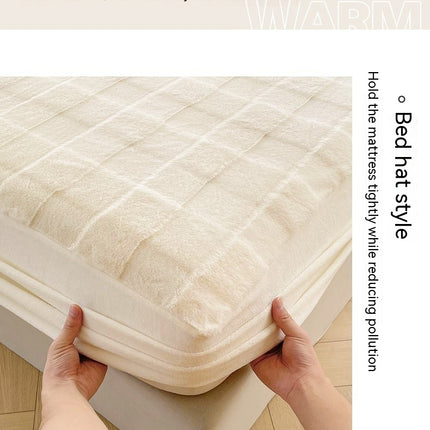 Winter Plush Stretch Bedspread Queen Size Super Soft Anti-Wrinkle Deep Pocket Bed Sheet Soft Warm Coral Velvet Bed Spread Mattress Cover