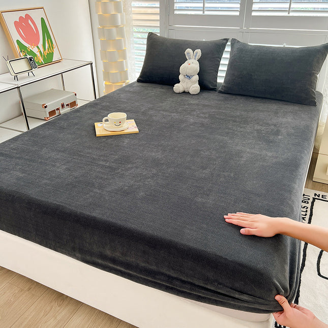 Queen Cozy Plush Fitted Sheet Non-Slip Plush Milk Velvet Queen Fitted Sheet Plush Super Soft Fitted Sheet