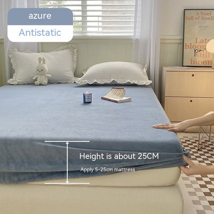 Soft Cozy Coral Plush Pull-On Fitted Sheet Non-Slip Deep Pocket Cozy Warm Plush Pull-On Fitted Sheet