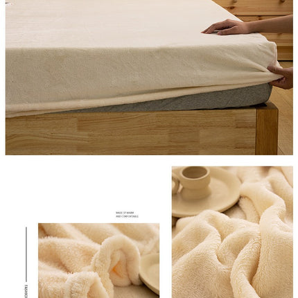 Schmutzabweisende King-Size-Bettlaken mit tiefen Taschen, einfarbige Waschlappen aus Milchflanell, Spannbettlaken, elastische Winter-Matratzenbezüge, Tagesdecken