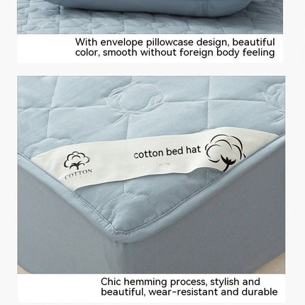 Drap matelassé en coton, couverture complète, couvre-lit, antidérapant, protège-matelas, ensemble de draps avec taie d'oreiller