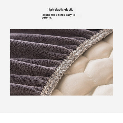 Milk Fleece Fitted Sheet Mattress Protector, Soft And Breathable Thickened With Elastic Deep Bed Cover
