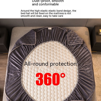 Milk Fleece Fitted Sheet Mattress Protector, Soft And Breathable Thickened With Elastic Deep Bed Cover